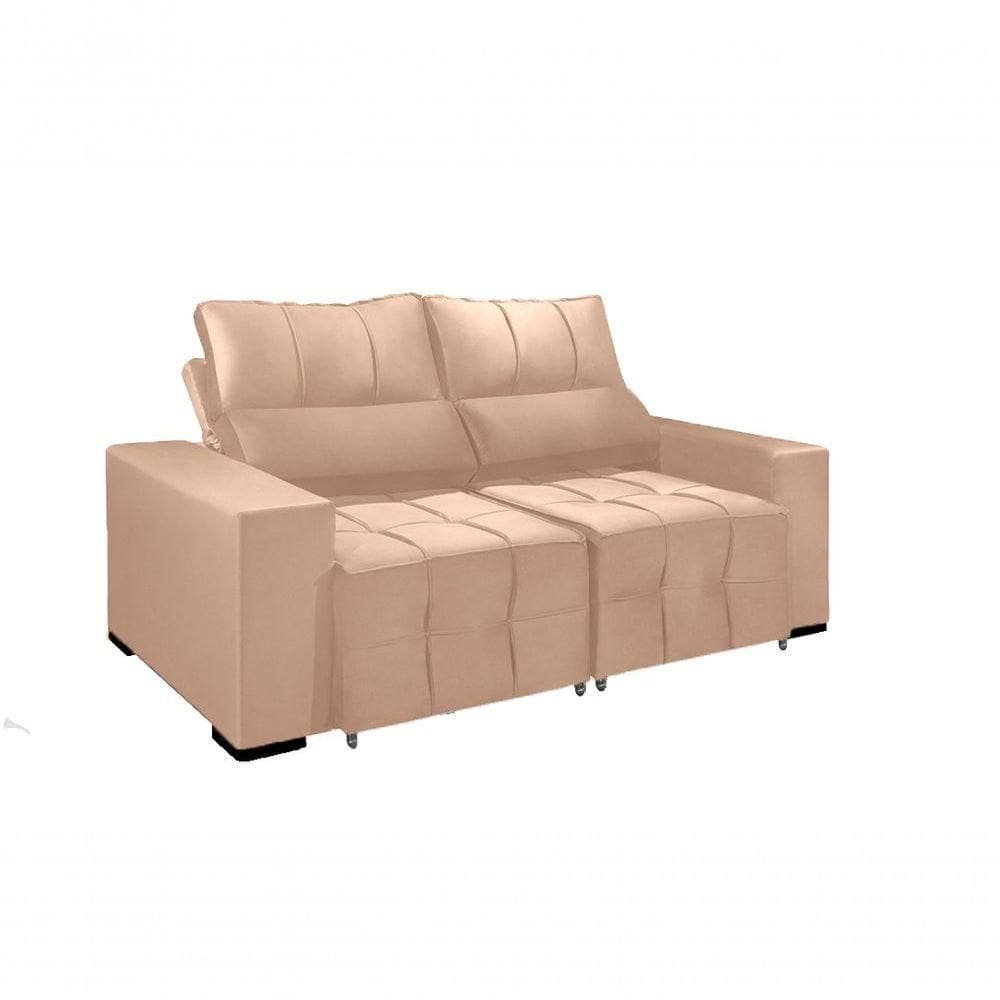 Sofá 2 Lugares Arizona Retrátil E Reclinável 1,50m Suede Bege