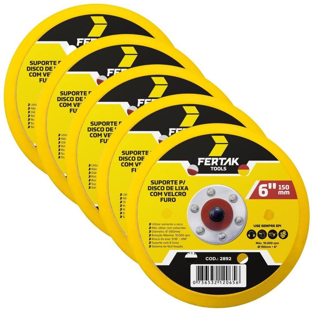 Suporte Para Disco De Lixa Aderente 150Mm 6 Furos 10 Un
