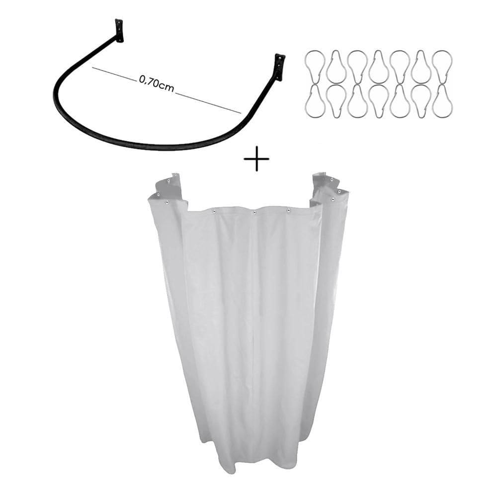 Kit Provador Cortina Blackout E Arco 70X70 Branco Gelo