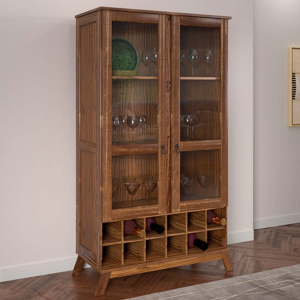 Cristaleira Paris 2 Portas 2 Prateleiras com Vidro Ypê - Rodmoveis