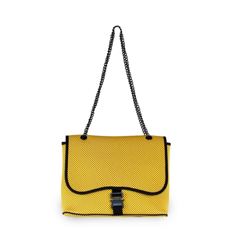 Bolsa POPUPS Flap Crossbody Neoprene Resistente à Água Mostarda