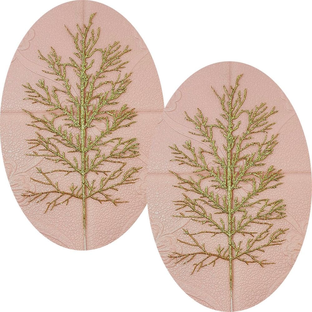 Folhas Flores Enfeite Natal Gliter Dourado De 40cm Kit 4pçs