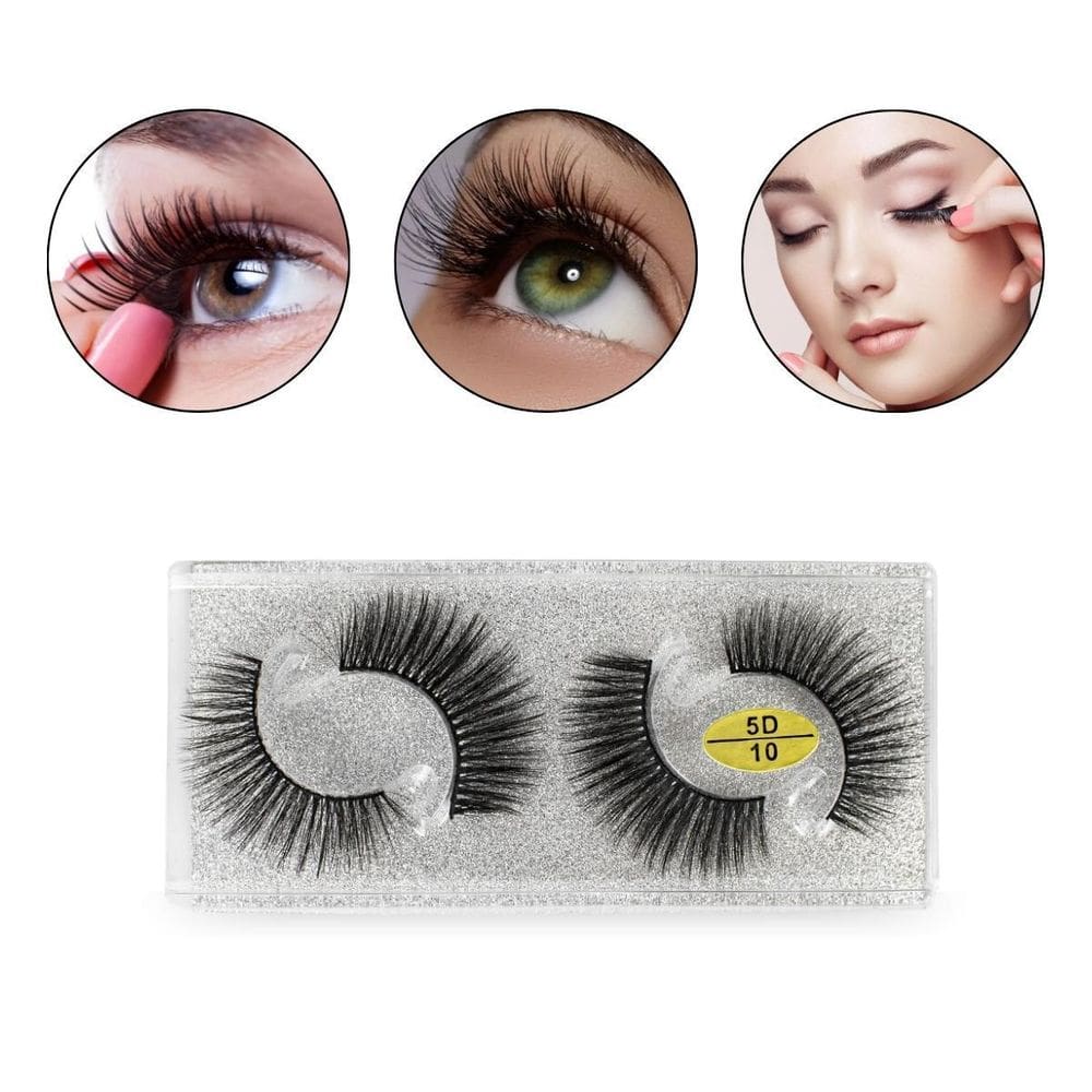 Kit 2 Pares Cílios Postiços 5D Natural Curvatura Suave 10Mm