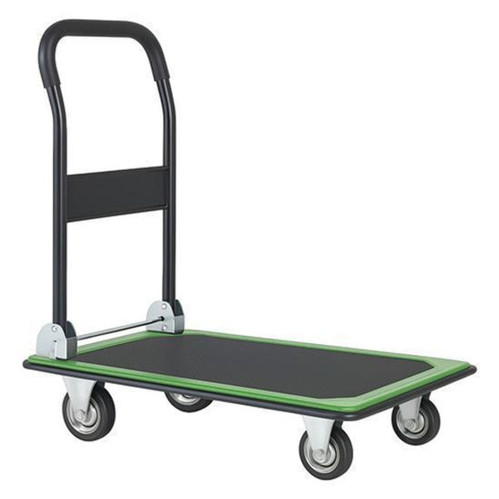 Carrinho De Carga Dobravel Plataforma 150Kg Aço Roda Maciça