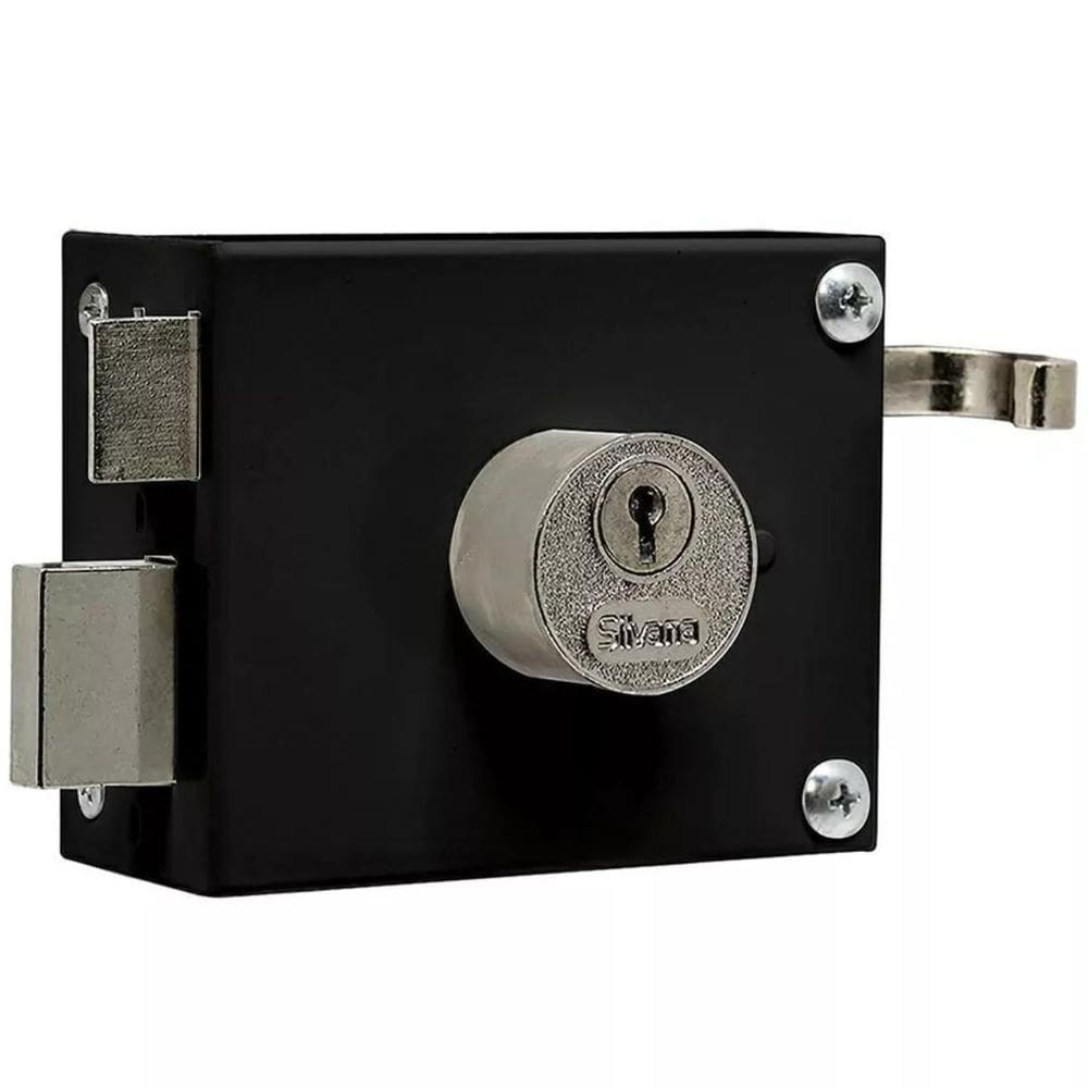 Fechadura Para Portão De Sobrepor Preta 50Mm