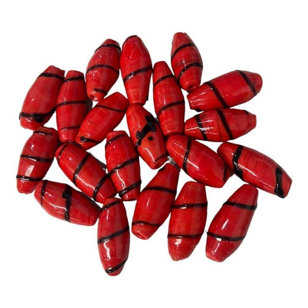 Kit 7 Firmas Azeitona 35X15Mm Vermelho E Preto Murano Guias