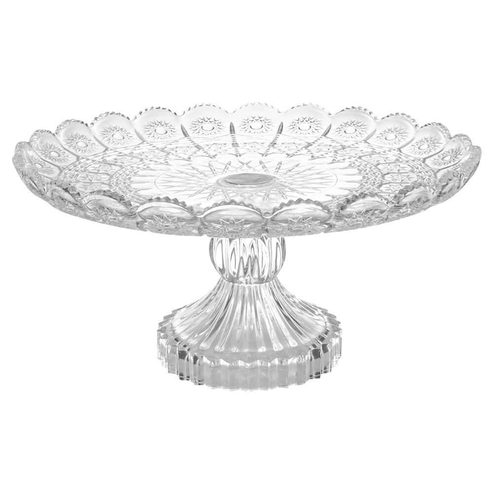 Centro Mesa Fruteira Boleira Em Vidro Transparente Bohemia