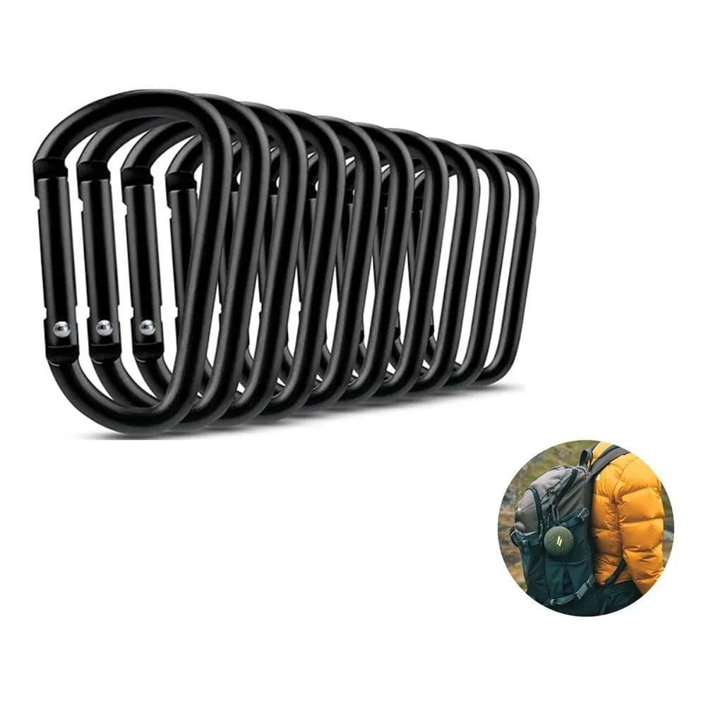 10X Kit 10 Mosquetão Gancho De Anel D Para Acampamento