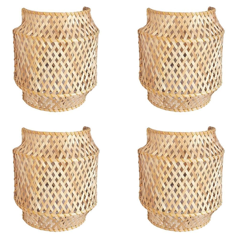 Kit 4 Arandela Fibra Natural Bambu Artesanal Boho Quarto