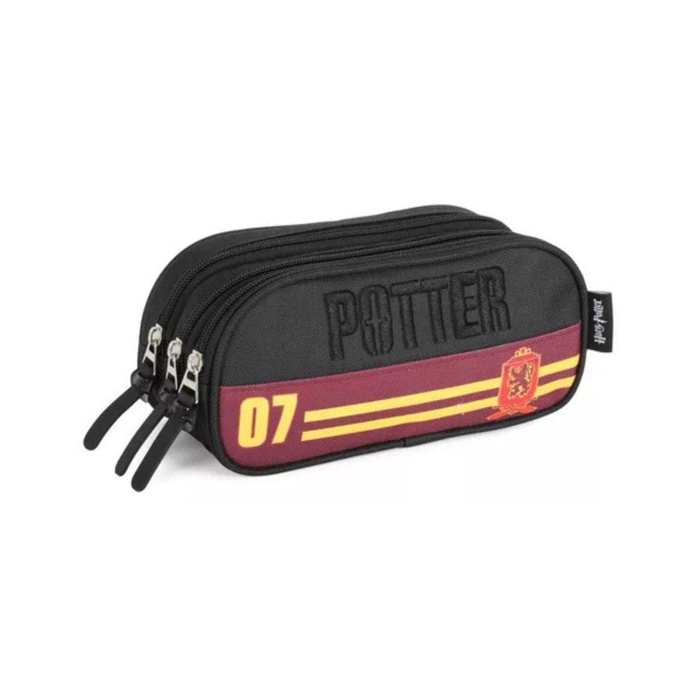 Estojo Triplo Escolar Harry Potter Cor Vinho - Luxcel
