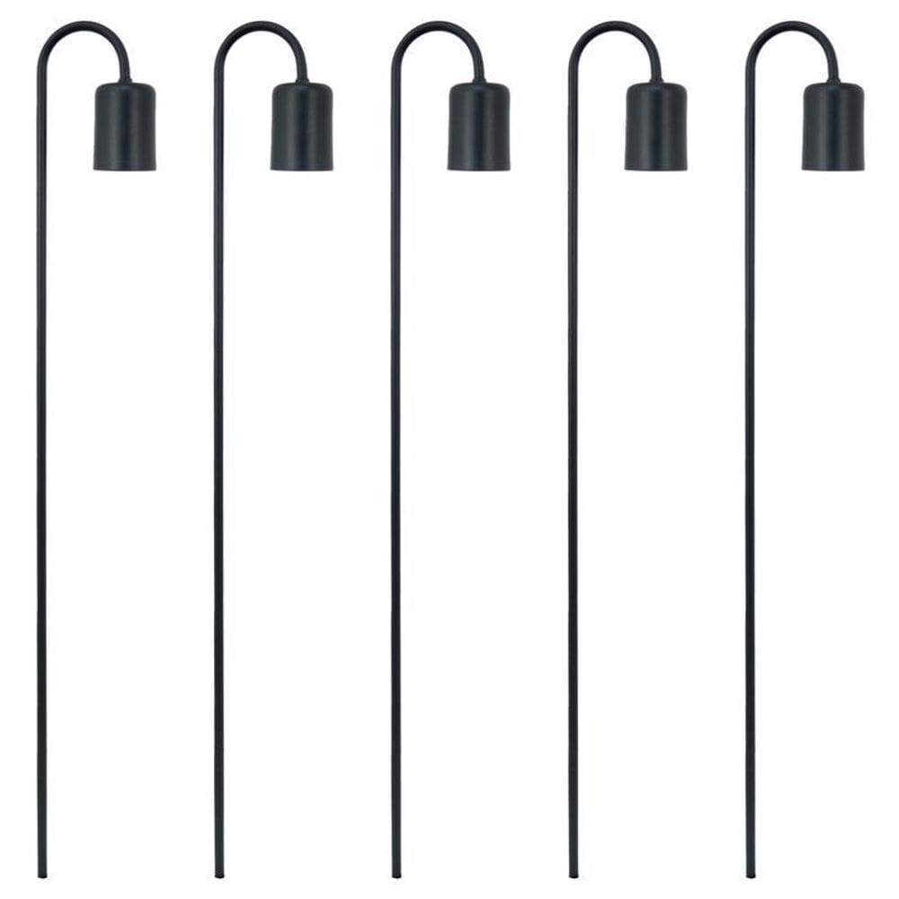 Kit 5 Luminárias Balizador Jardim Spot Curvo Gu10 Preto 75Cm