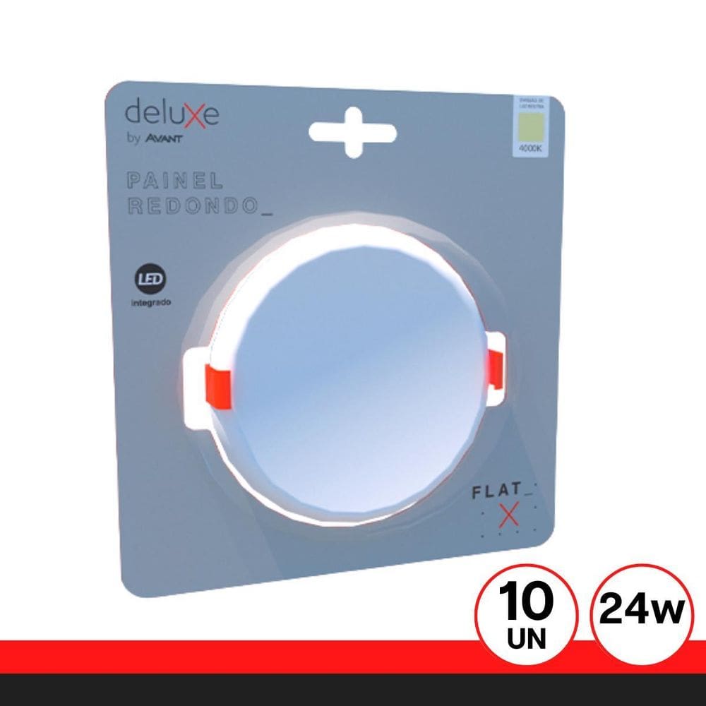 Kit 10 Painel Redondo 24W 4000K Bivolt Branco Neutro Avant