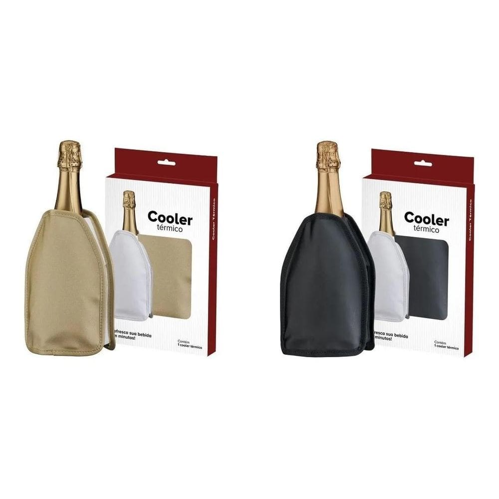 Kit 2 Coolers Térmicos Com Gel Bolsa Térmica Dourado E Preto