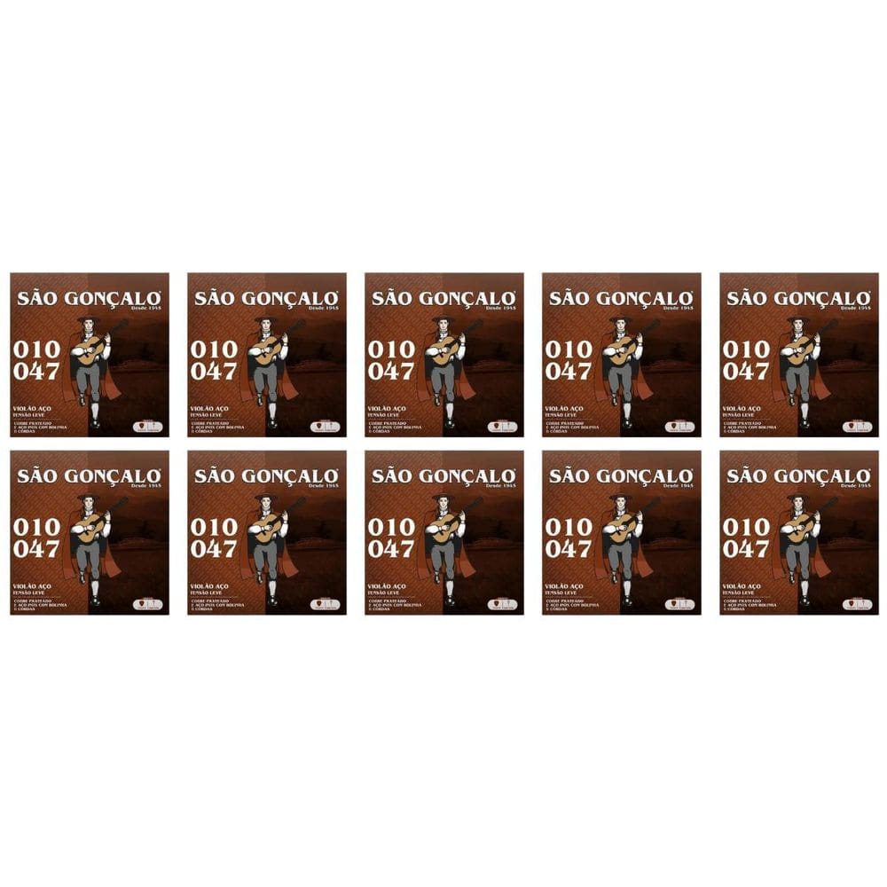 Kit 10 Encordoamento Violão Aço São Gonçalo 010