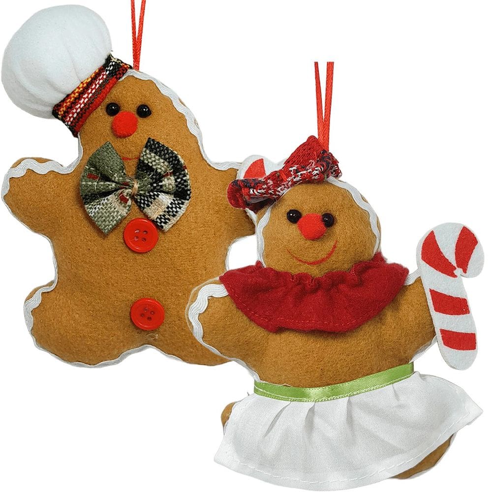 Bonecos Biscoito Ginger Enfeite Pendente Natalino 16cm 12pçs