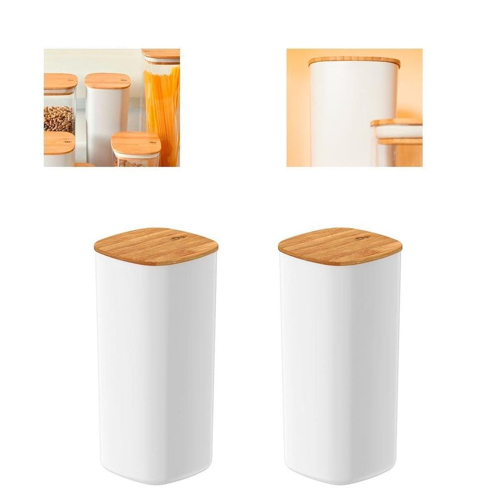 Kit Com 2 Potes Herméticos Keep 1,5L Com Tampa De Bambu