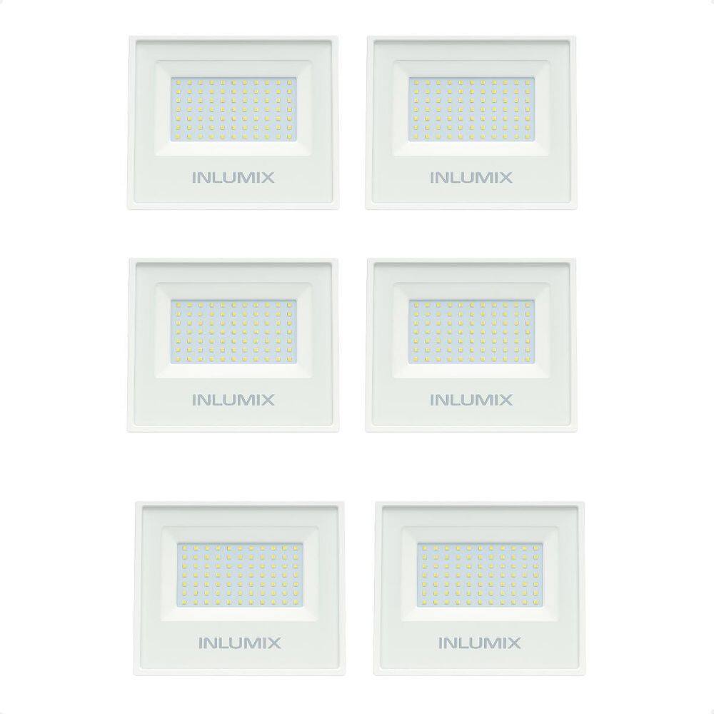 Kit 6 Refletor Holofote De Led 50W Branco Frio 6500K Branco