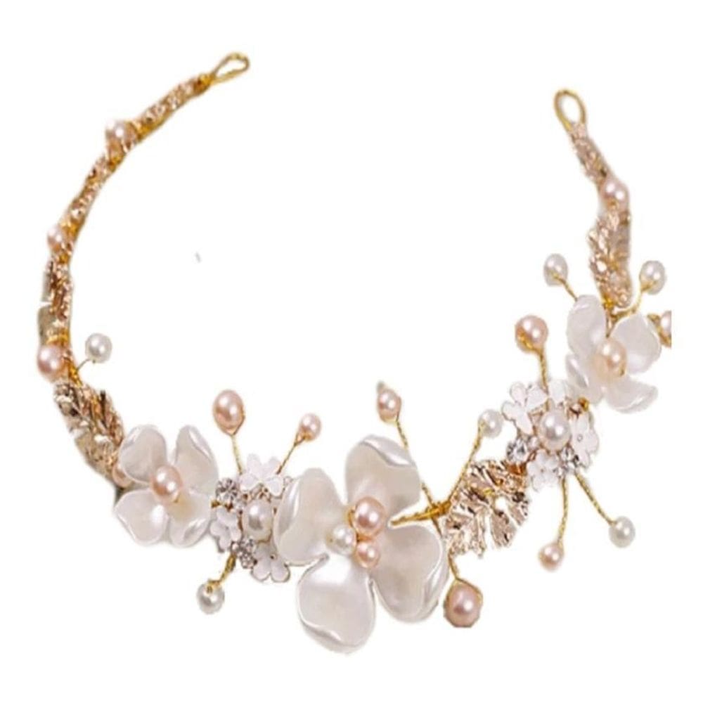 Arranjo Enfeite Cabelo Noiva Dama Dourado Ouro Strass Perola