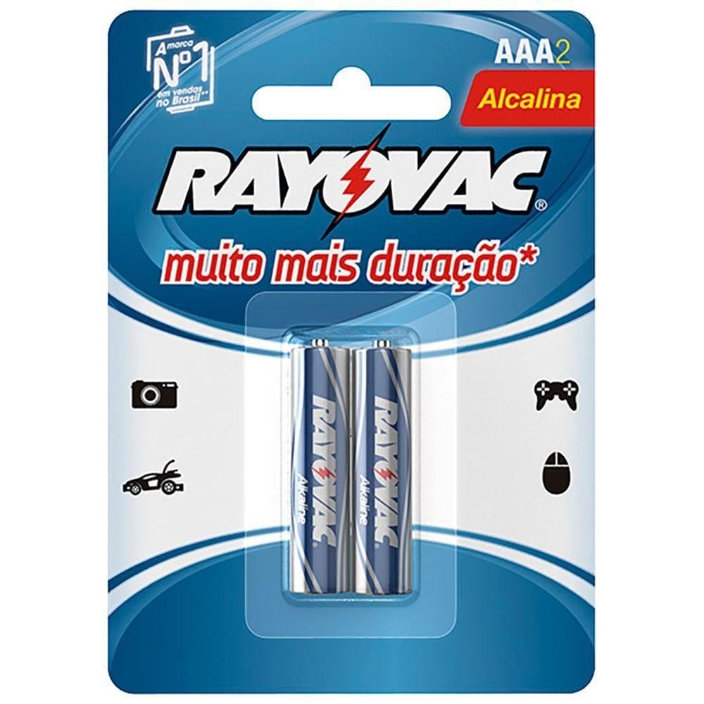 Pilha Rayovac Alcalina 20912 Aaa Palito 1,5v Com 02 Unid.