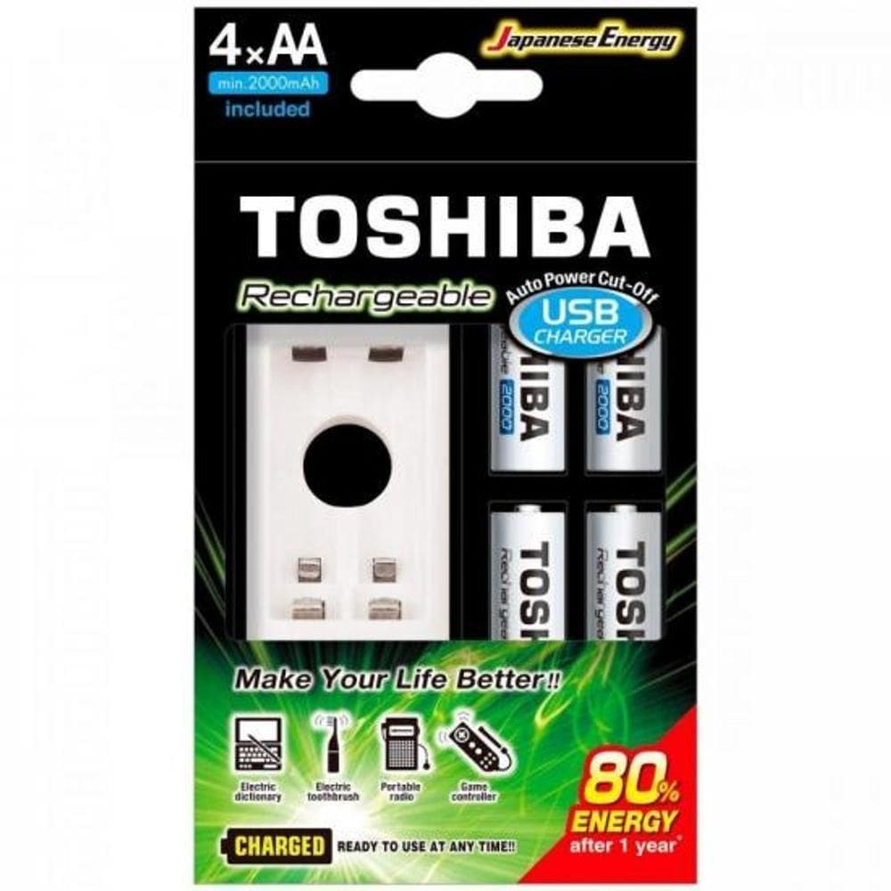 Carregador De Pilha Usb Aa-aaa Min. 2000mah C-4 Toshiba