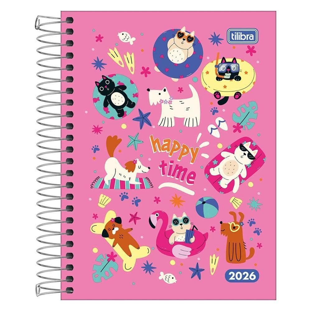 Agenda Diária 2026 Espiral M4 176Fls D+ Happy Time Tilibra