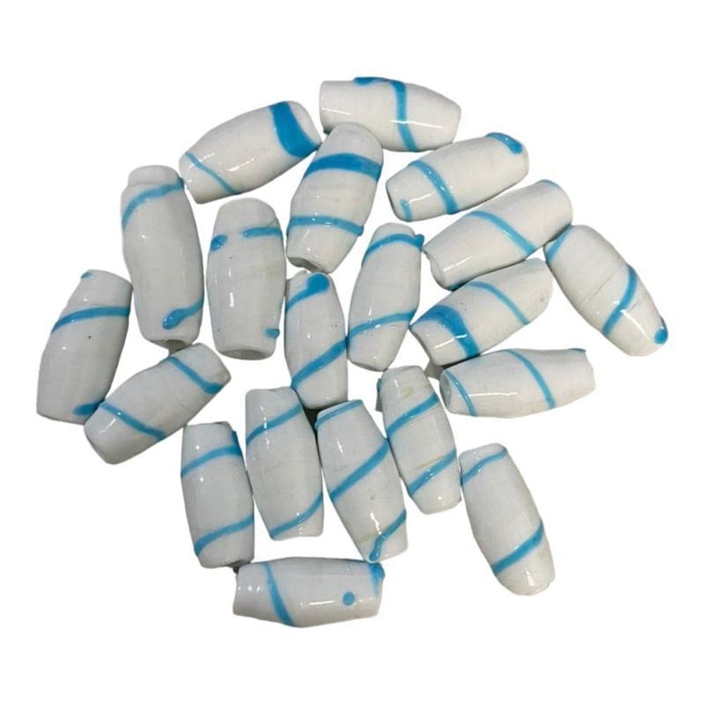 Kit 7 Firmas Azeitona 35X15Mm Branca E Azul Cl Murano Guias