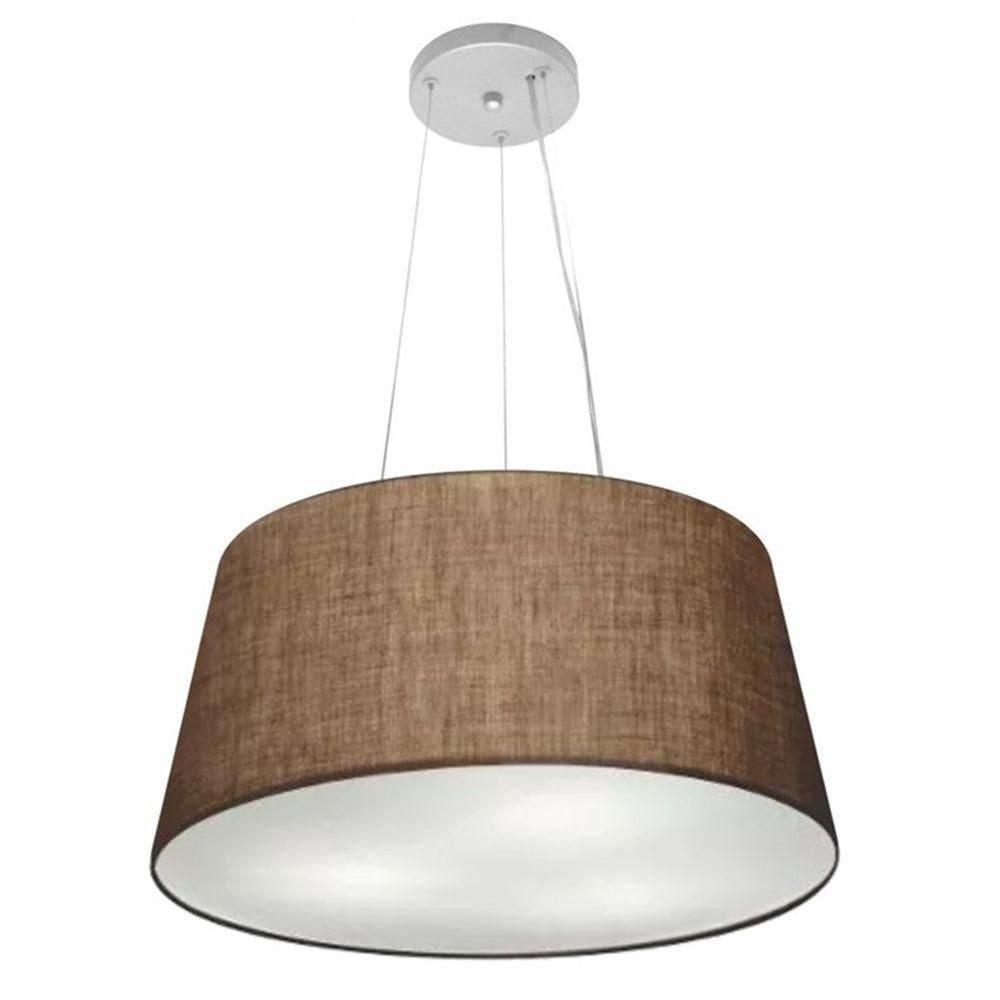 Lustre Pendente Cone Md-4048 Cúpula Em Tecido 21/50x40cm Café - Bivolt