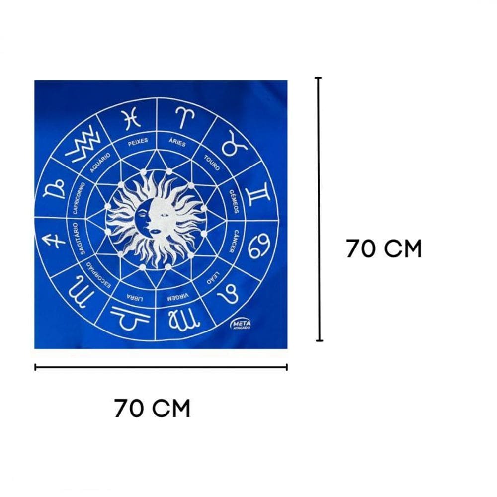 Toalha Jogo De Cartas Zodíaco 70 X 70 Cm Azul