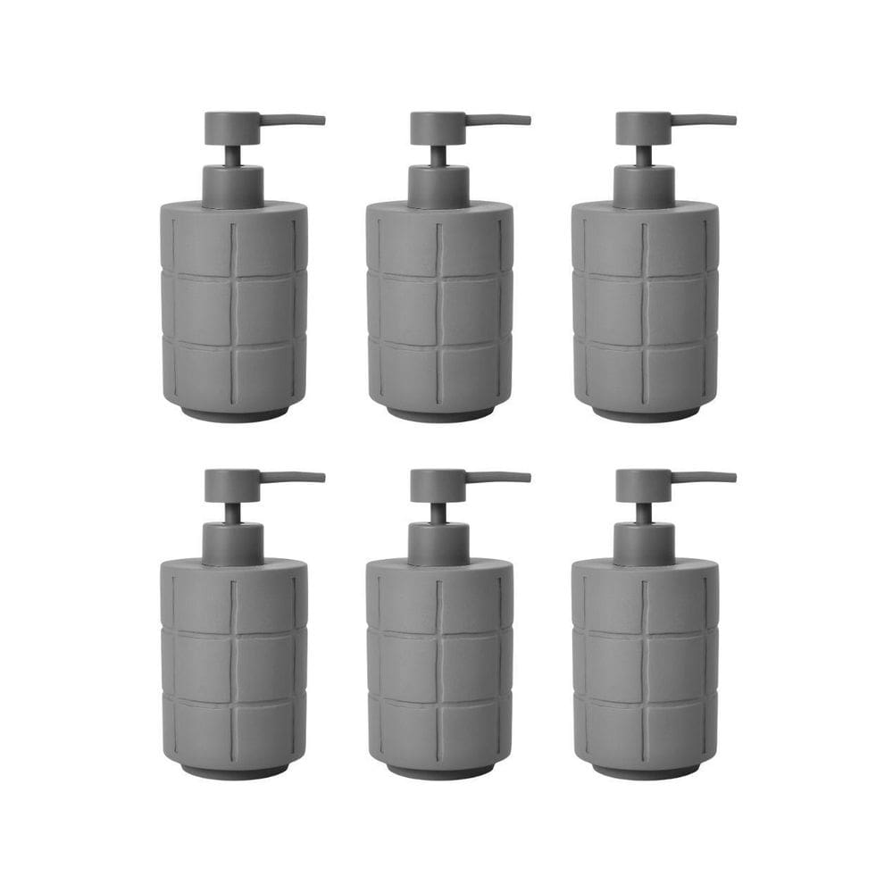 Kit 6 Porta-Sabonete Líquido Quadrados Em Cimento Cinza
