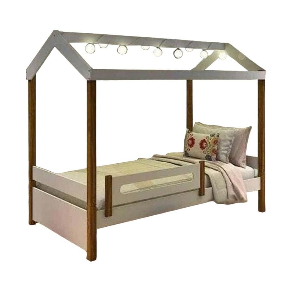 Cama Casa Eliz Branca com LED e Colchão