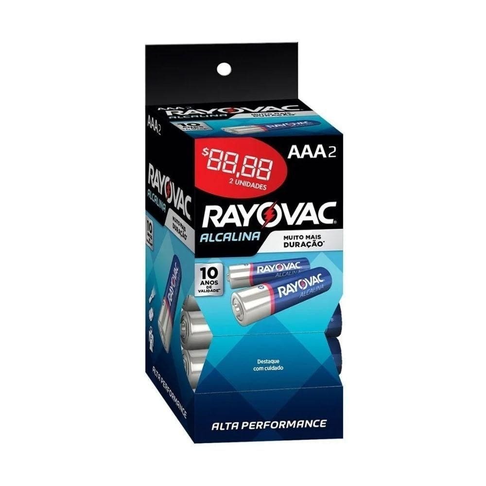 Pilha Alcalina Rayovac 2x2 Aaa 1,5v 20332 Tubo Com 32 Pilhas