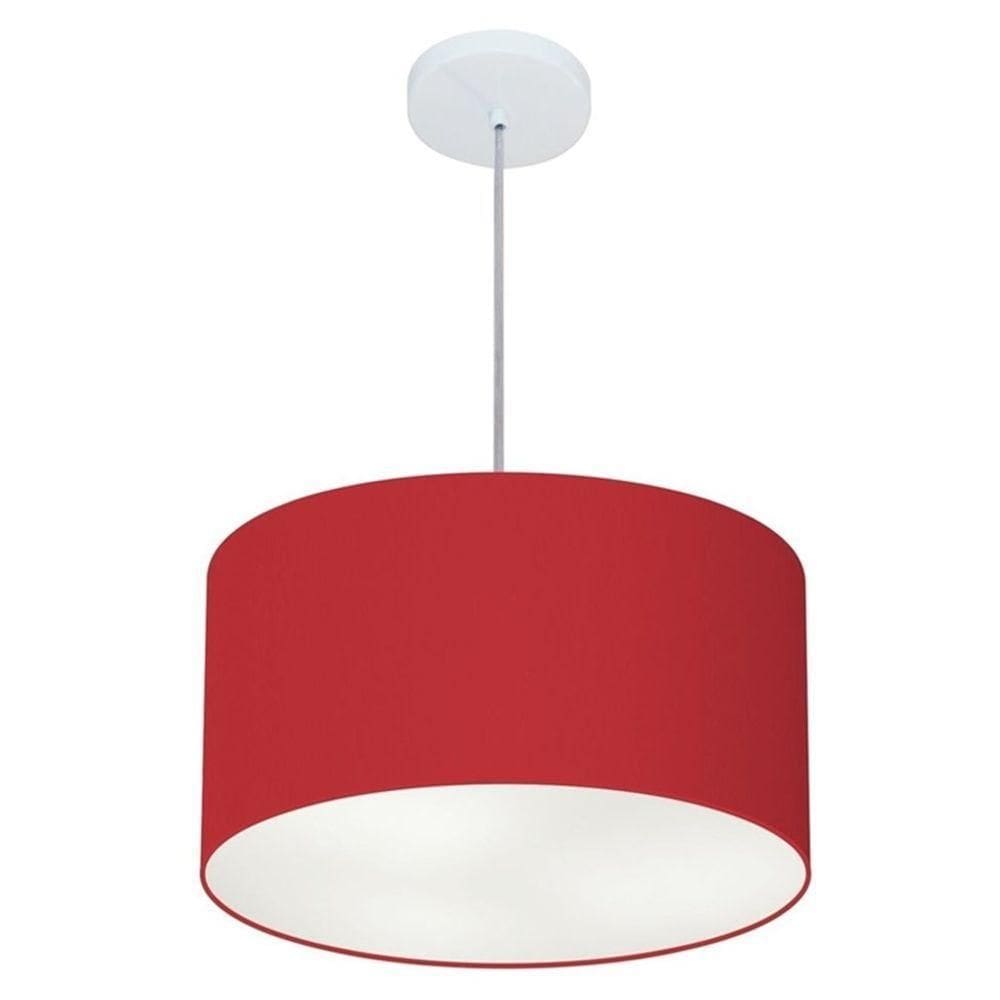 Lustre Pendente Cilíndrico Md-4099 Cúpula Em Tecido 40x25cm Bordo - Bivolt
