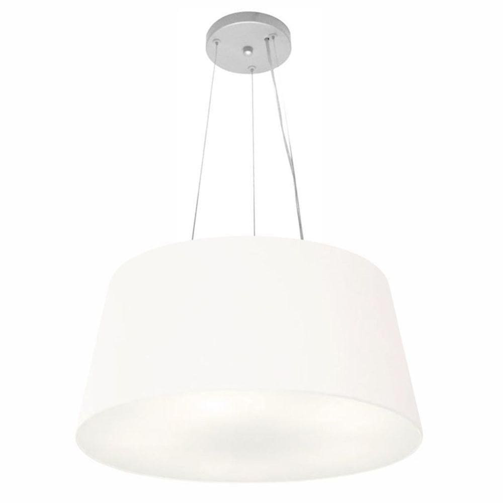 Lustre Pendente Cone Md-4048 Cúpula Em Tecido 21/50x40cm Branco - Bivolt