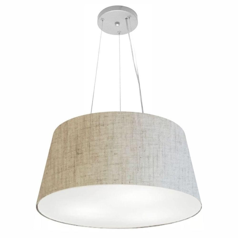 Lustre Pendente Cone Md-4048 Cúpula Em Tecido 21/50x40cm Rustico Bege - Bivolt