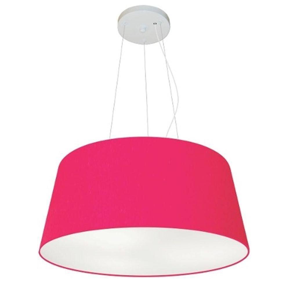 Lustre Pendente Cone Md-4048 Cúpula Em Tecido 21/50x40cm Rosa Pink - Bivolt