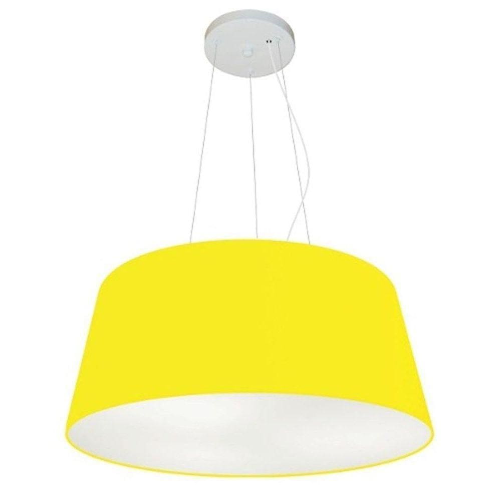 Lustre Pendente Cone Vivare Md-4048 Cúpula Em Tecido 21/50x40cm - Bivolt Amarelo-único 127/220v