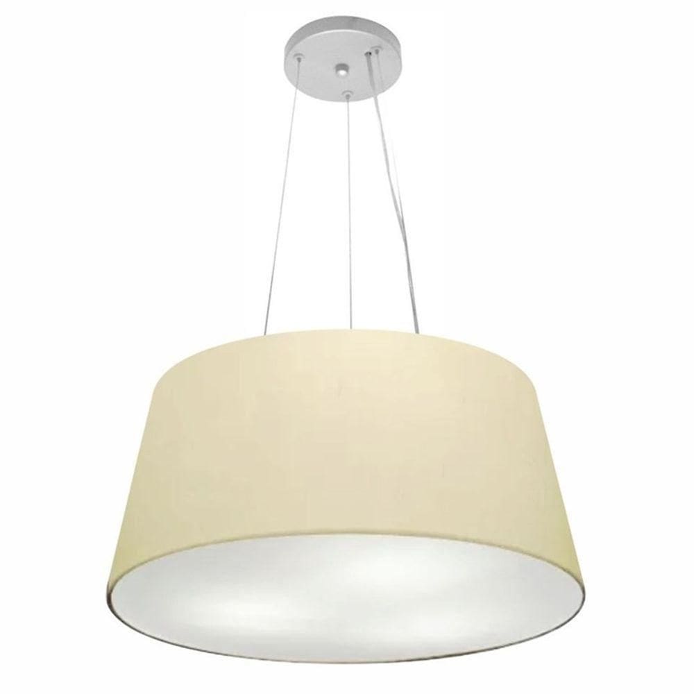 Lustre Pendente Cone Md-4048 Cúpula Em Tecido 21/50x40cm Algodão Crú - Bivolt