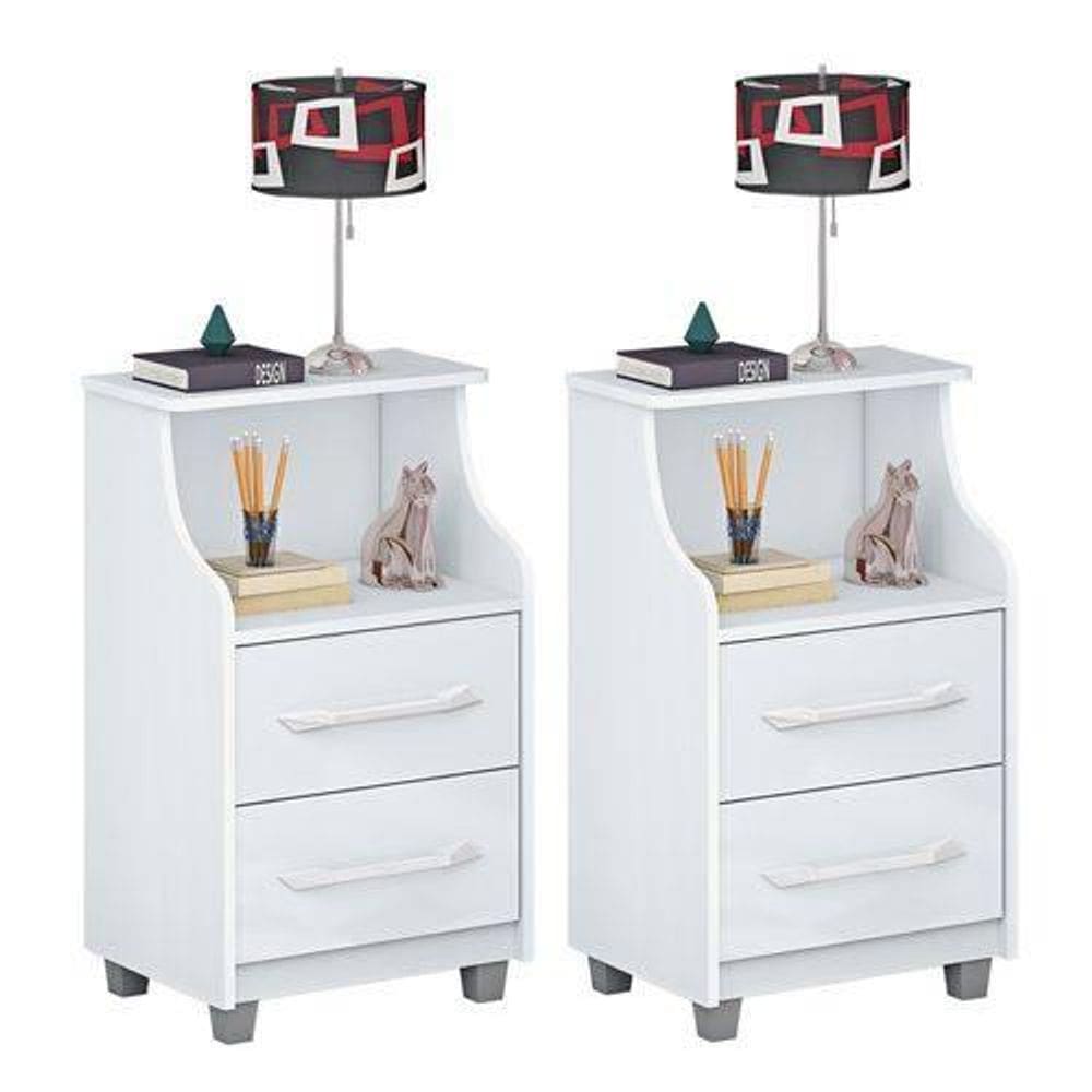 Conjunto 2 Mesas de Cabeceira Topázio Branco