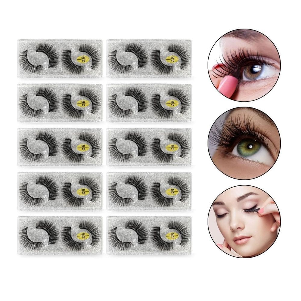 Kit 20 Pares Cílios Postiços 5D Natural Curvatura Suave 10Mm