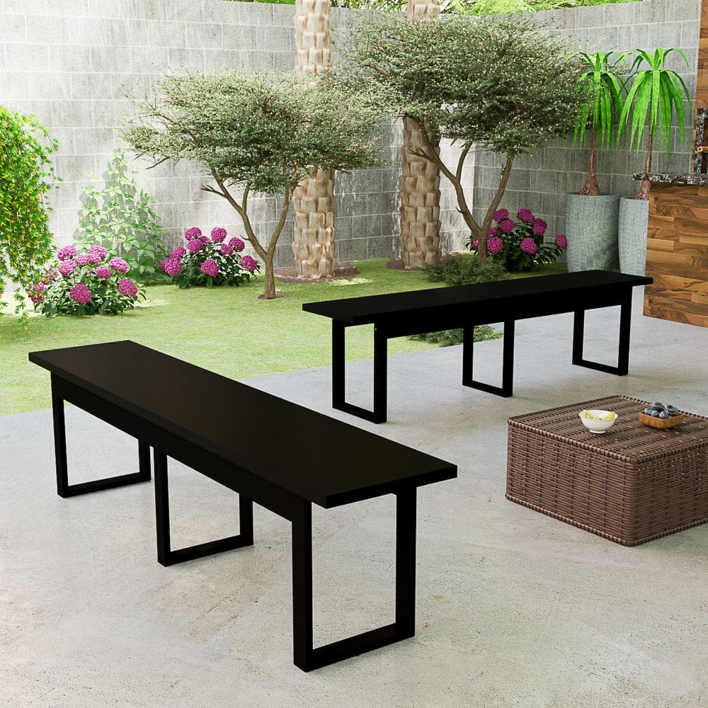 Bancos Com Estrutura de Ferro Estilo Industrial Para Jardim E Varanda