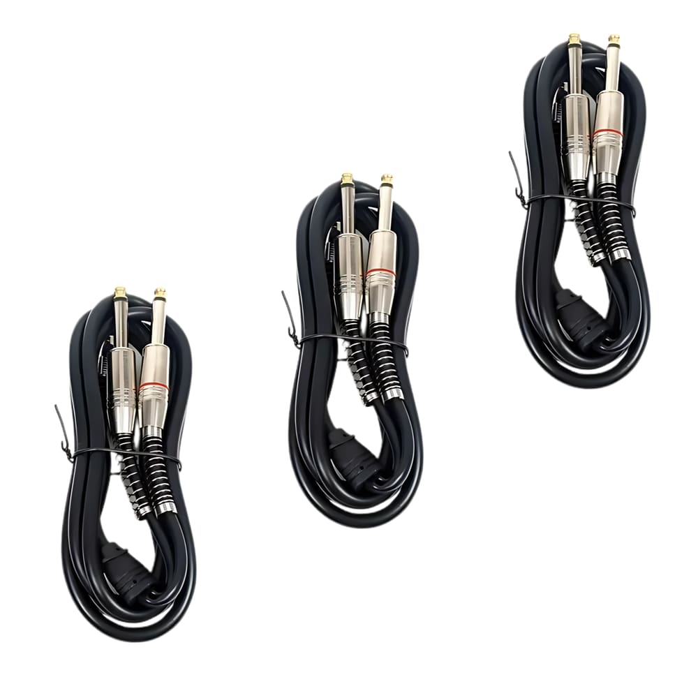 Kit 3 Cabo P10 Mono X P2 Stereo MXT 1.8 Metros Ouro