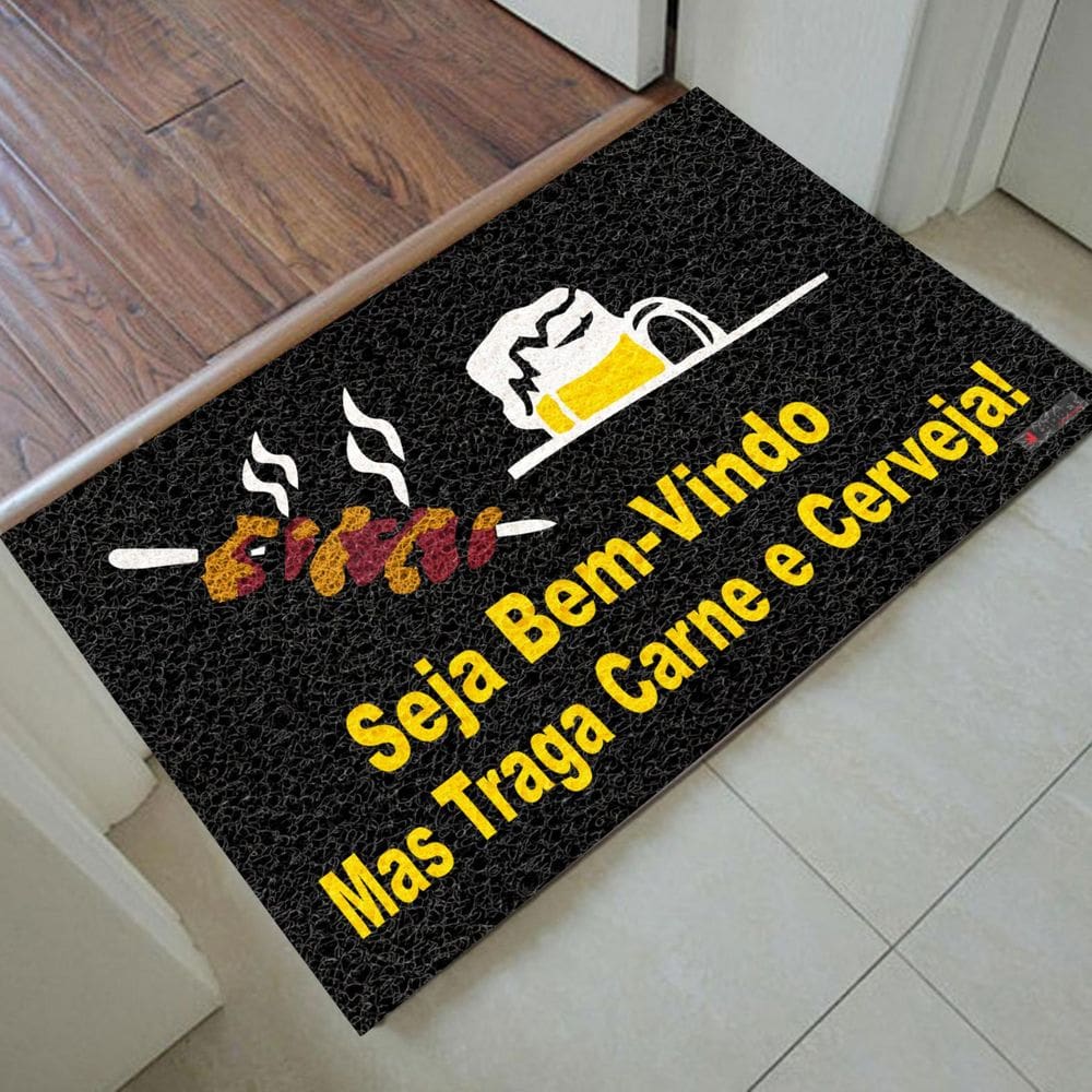 Tapete Capacho Personalizado - Traga carne e cerveja 60x40