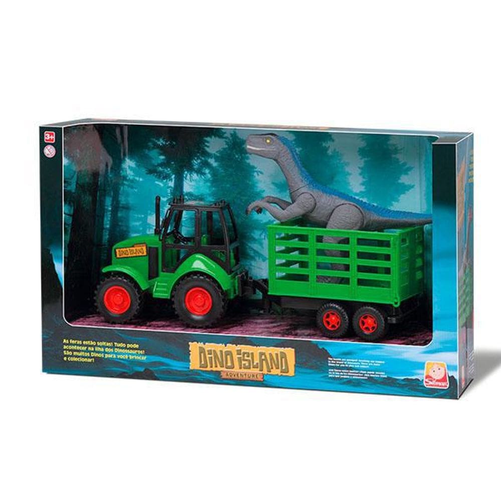 Dino Island Adventure Trator E Velociraptor Ref.1530 Verde