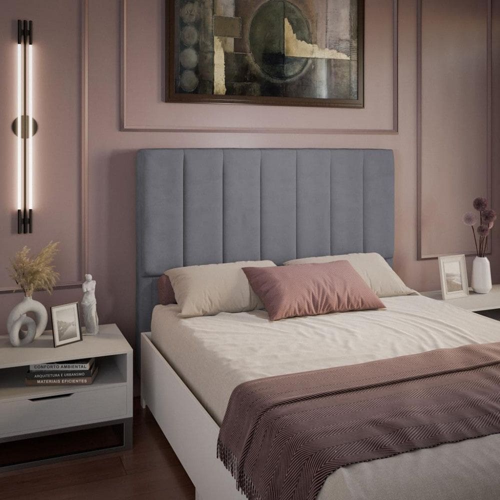 Cabeceira Estofada Casal 140cm Veludo Veneza Dobuê