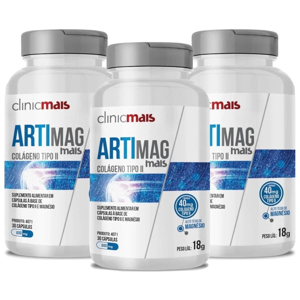 Colágeno Tipo Ii Artimag 30 Cápsulas De 600Mg Kit Com 3