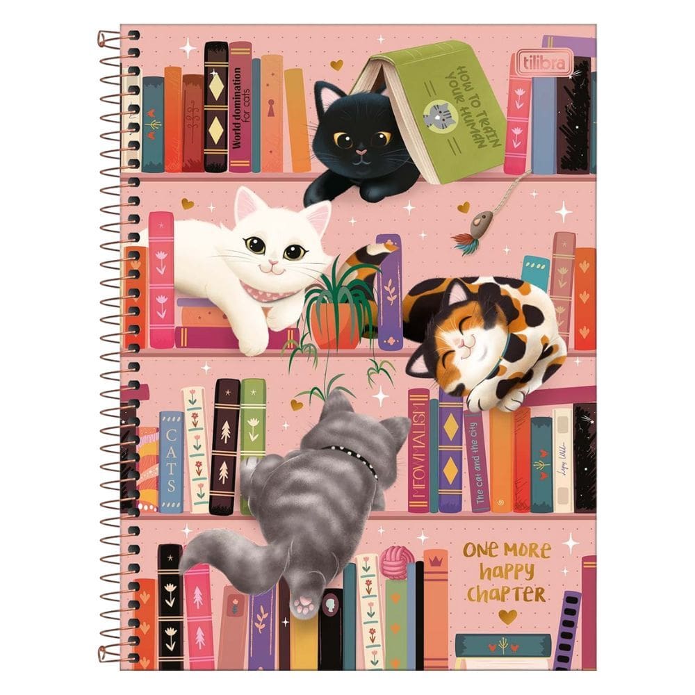 Caderno Espiral Universitário 10 Matérias Purrfect Cat 160 Folhas Capa Dura Tilibra