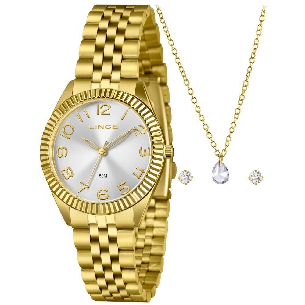 Kit Relógio Feminino Lince Dourado LRGM063L36 K0J7S2KX