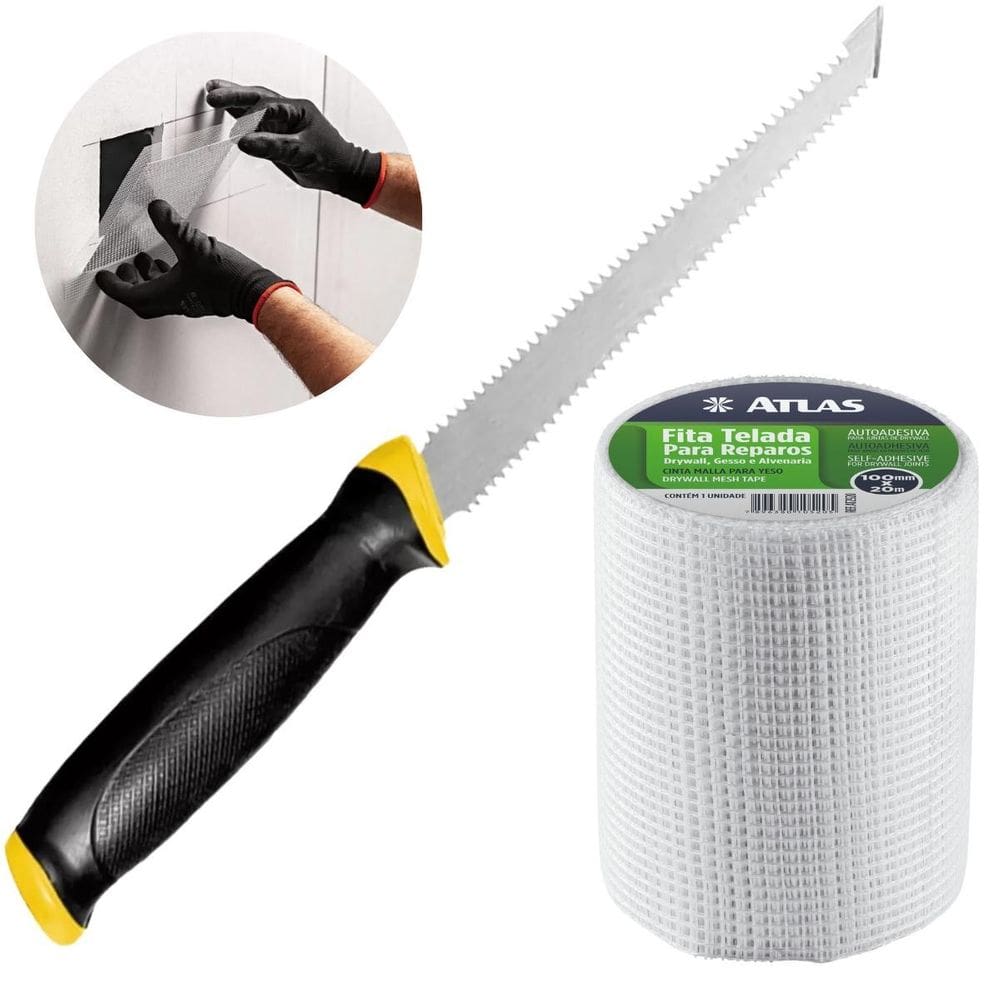 Serrote Para Gesso Drywall Lâmina Dupla 6Pol + Fita Telada