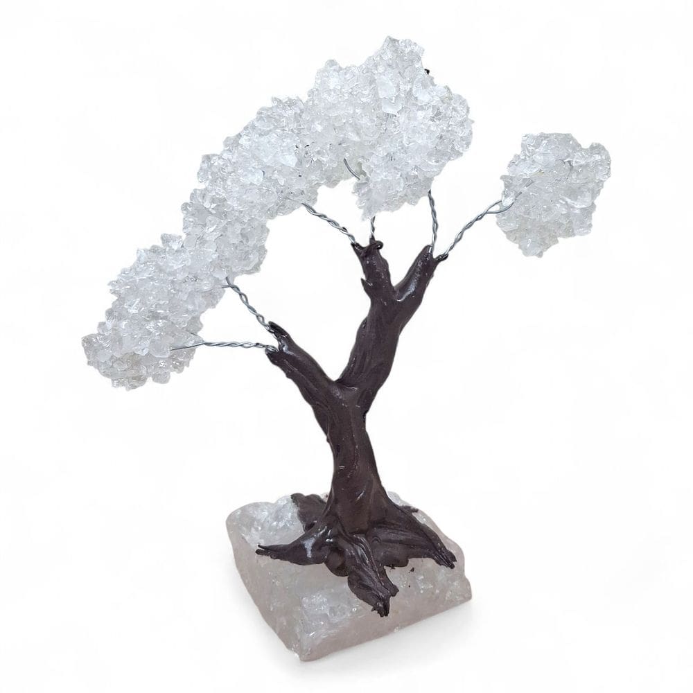 Árvore Pedra Natural Cristal com Base Drusa de Cristal 17 cm