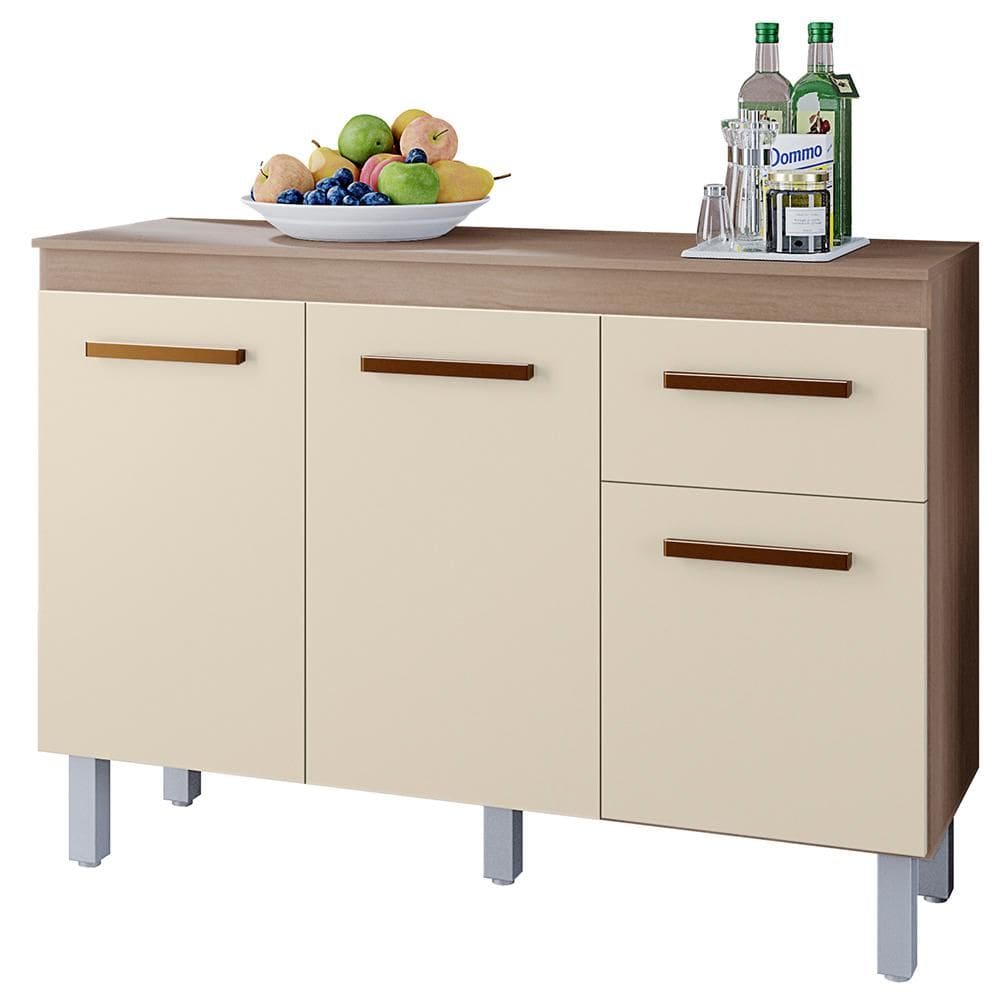 Balcao Com Tampo 3P 1G 120 cm Vitoria Vitoria Mobbs